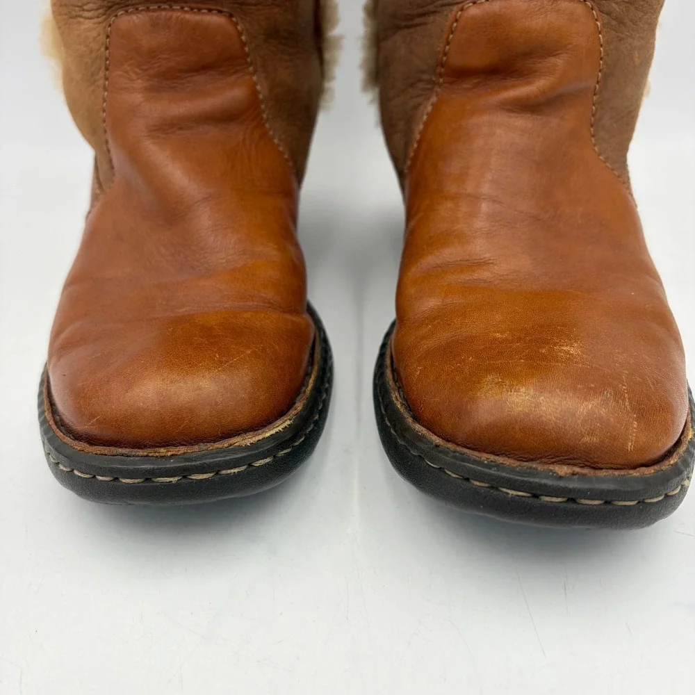 Born‎ Oakdale Tall Boots Brown Leather Shearling Sherpa Riding Knee High 7.5